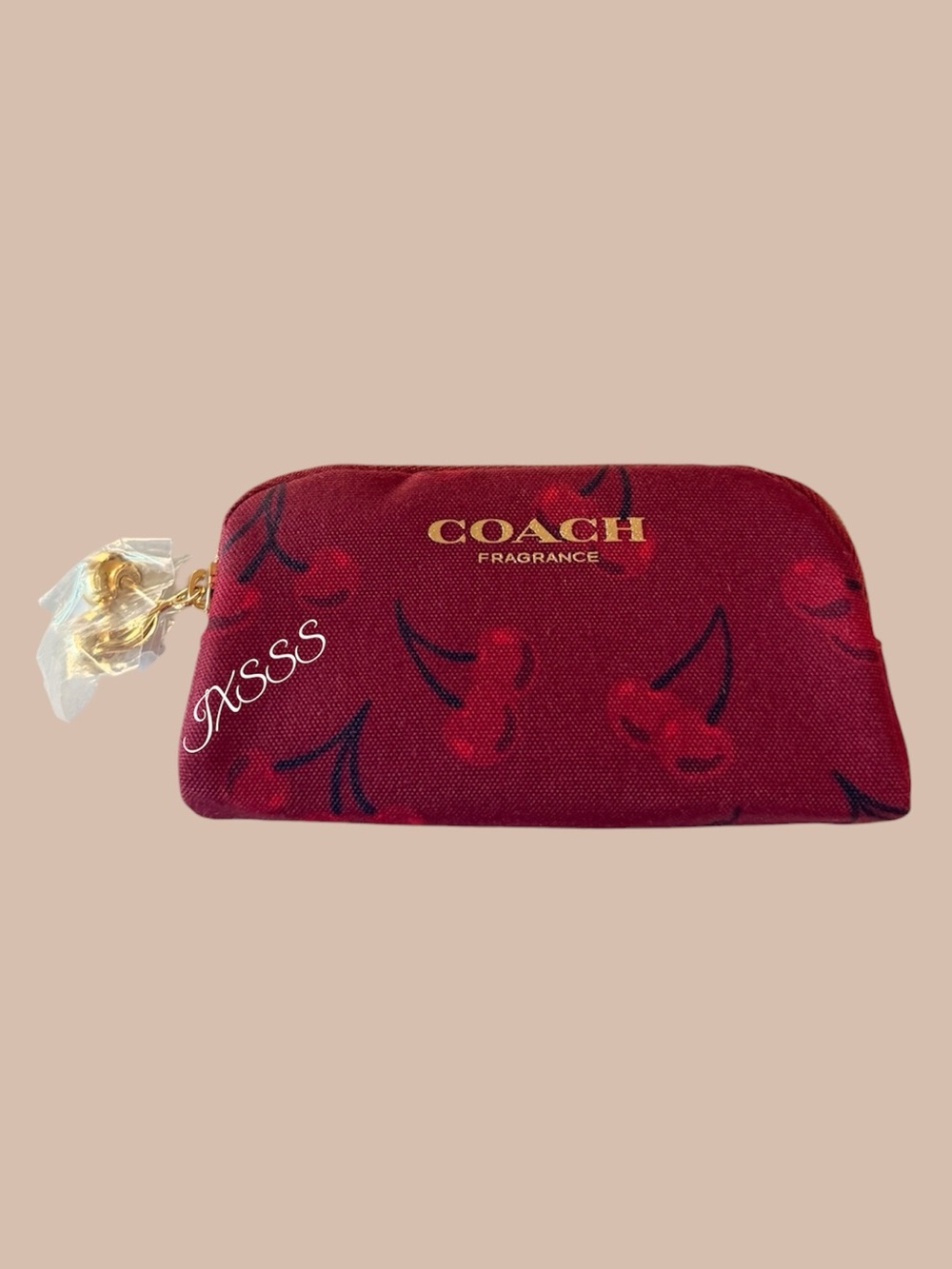 Red-Gold Coach Beauty (Cherry-Print) Mini Coin-Pouch/Fragrance SET - Picture 2 of 12